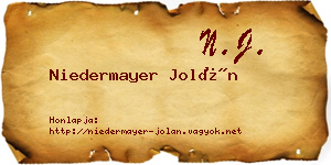 Niedermayer Jolán névjegykártya